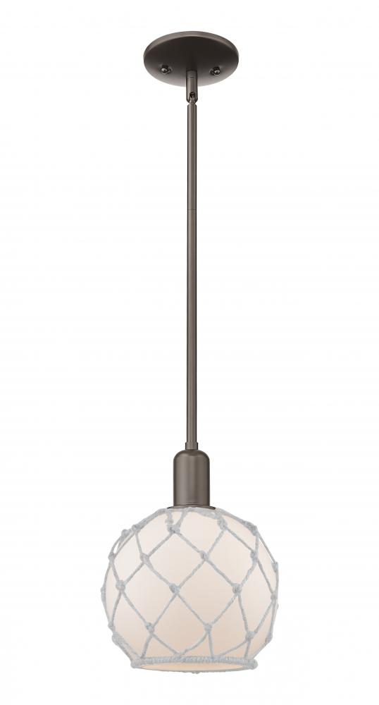 Farmhouse Rope - 1 Light - 8 inch - Oil Rubbed Bronze - Stem hung - Mini Pendant