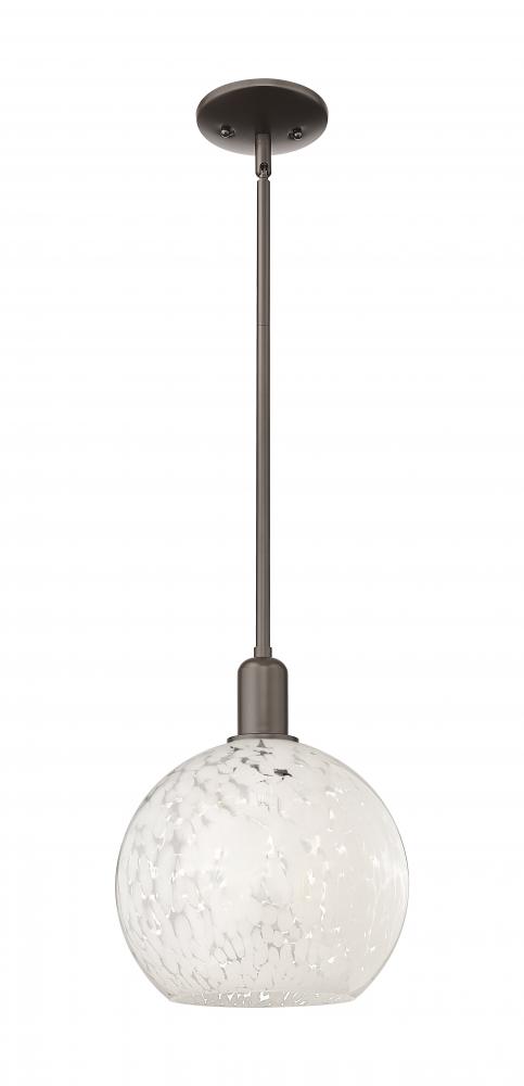 White Mouchette - 1 Light - 10 inch - Oil Rubbed Bronze - Stem hung - Mini Pendant