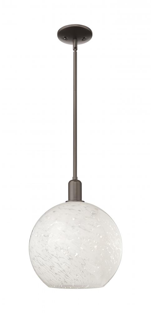 White Mouchette - 1 Light - 12 inch - Oil Rubbed Bronze - Stem hung - Mini Pendant