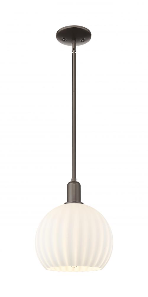 White Venetian - 1 Light - 10 inch - Oil Rubbed Bronze - Stem hung - Mini Pendant