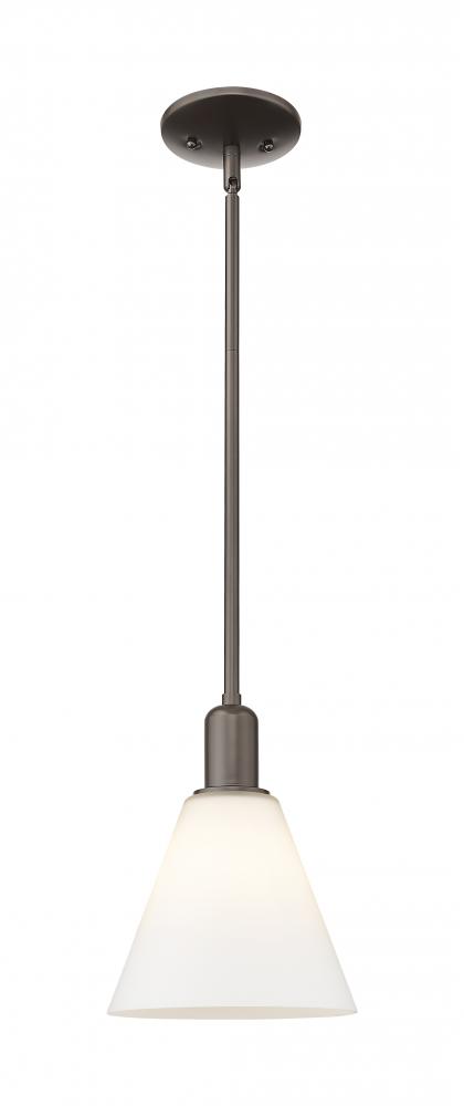 Berkshire Glass - 1 Light - 8 inch - Oil Rubbed Bronze - Stem hung - Mini Pendant