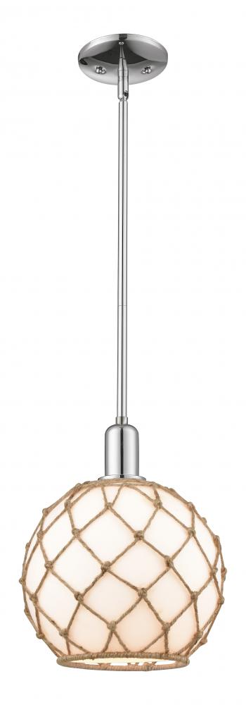 Farmhouse Rope - 1 Light - 10 inch - Polished Chrome - Stem hung - Mini Pendant