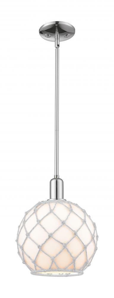 Farmhouse Rope - 1 Light - 10 inch - Polished Chrome - Stem hung - Mini Pendant