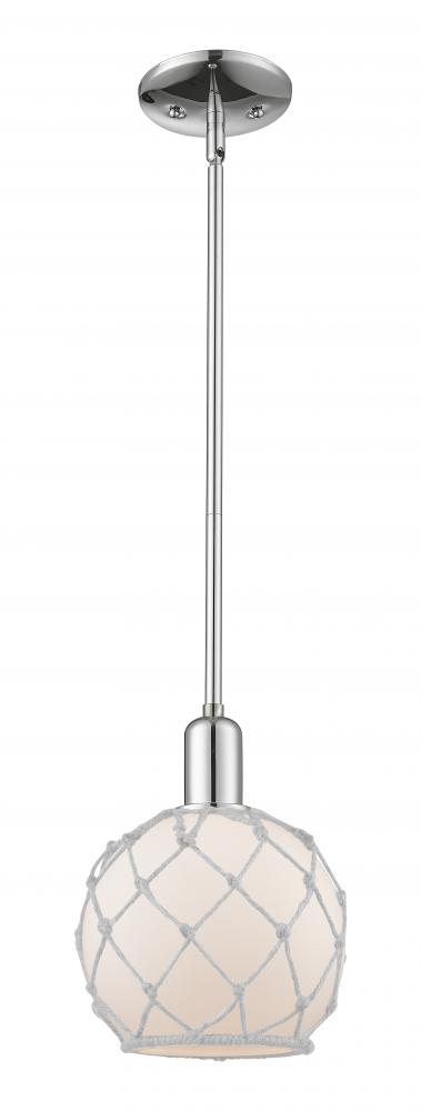 Farmhouse Rope - 1 Light - 8 inch - Polished Chrome - Stem hung - Mini Pendant