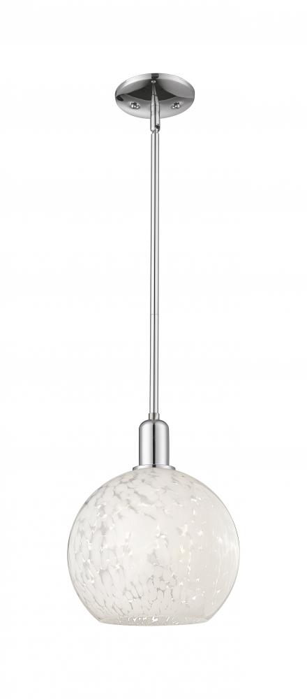 White Mouchette - 1 Light - 10 inch - Polished Chrome - Stem hung - Mini Pendant