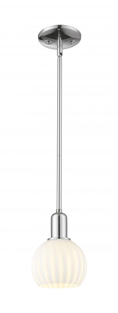 White Venetian - 1 Light - 6 inch - Polished Chrome - Stem hung - Mini Pendant