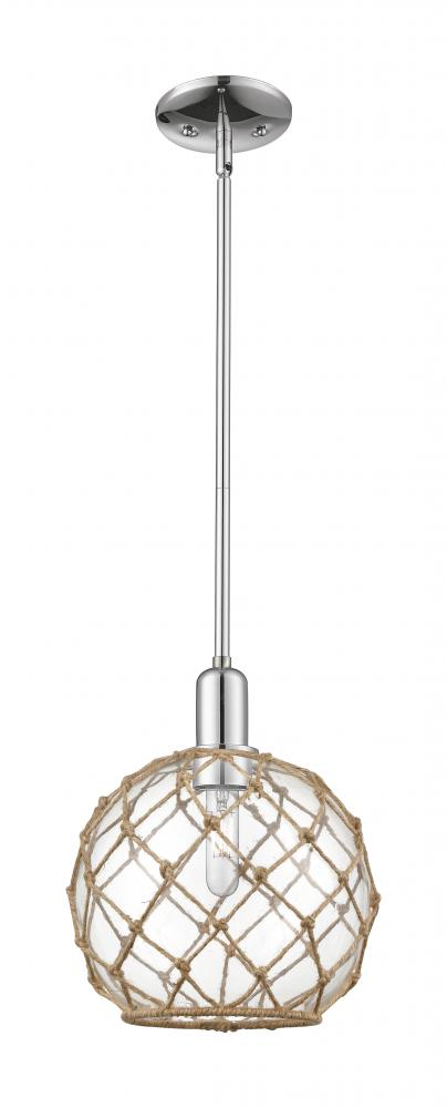 Farmhouse Rope - 1 Light - 10 inch - Polished Chrome - Stem hung - Mini Pendant