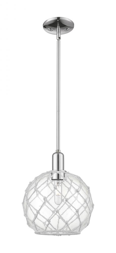 Farmhouse Rope - 1 Light - 10 inch - Polished Chrome - Stem hung - Mini Pendant