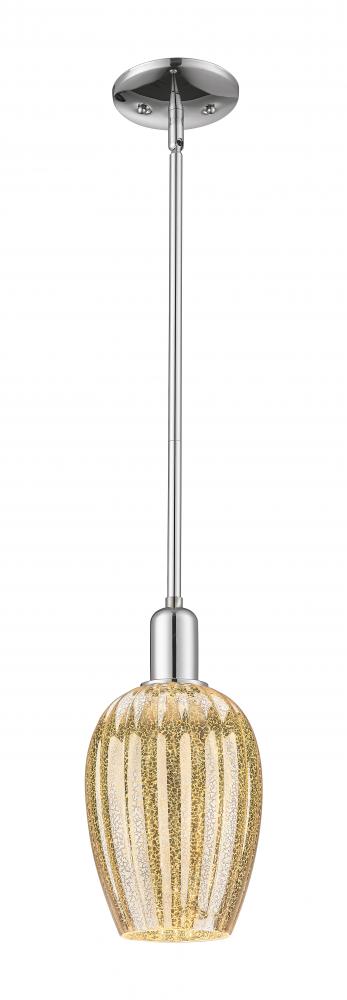 Preston Flute - 1 Light - 6 inch - Polished Chrome - Mini Pendant