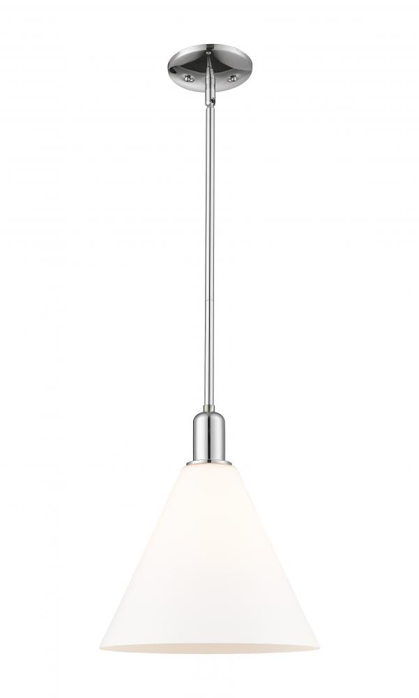 Berkshire Glass - 1 Light - 12 inch - Polished Chrome - Stem hung - Mini Pendant