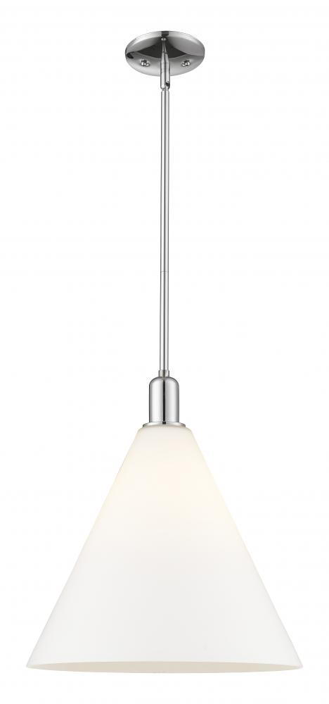 Berkshire Glass - 1 Light - 16 inch - Polished Chrome - Stem hung - Mini Pendant