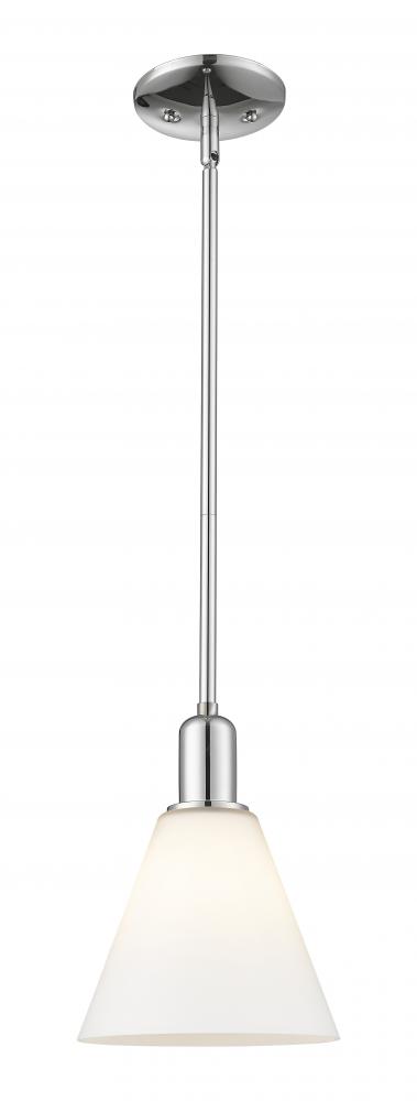 Berkshire Glass - 1 Light - 8 inch - Polished Chrome - Stem hung - Mini Pendant