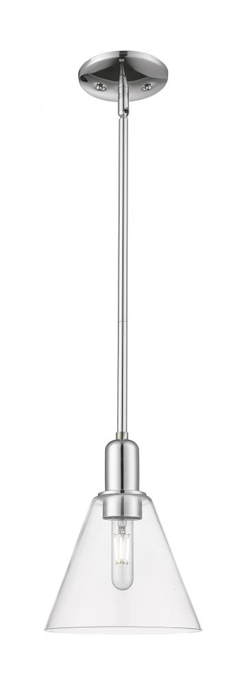 Berkshire Glass - 1 Light - 8 inch - Polished Chrome - Stem hung - Mini Pendant