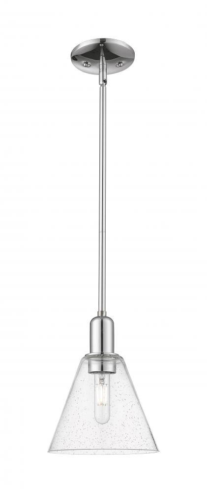 Berkshire Glass - 1 Light - 8 inch - Polished Chrome - Stem hung - Mini Pendant