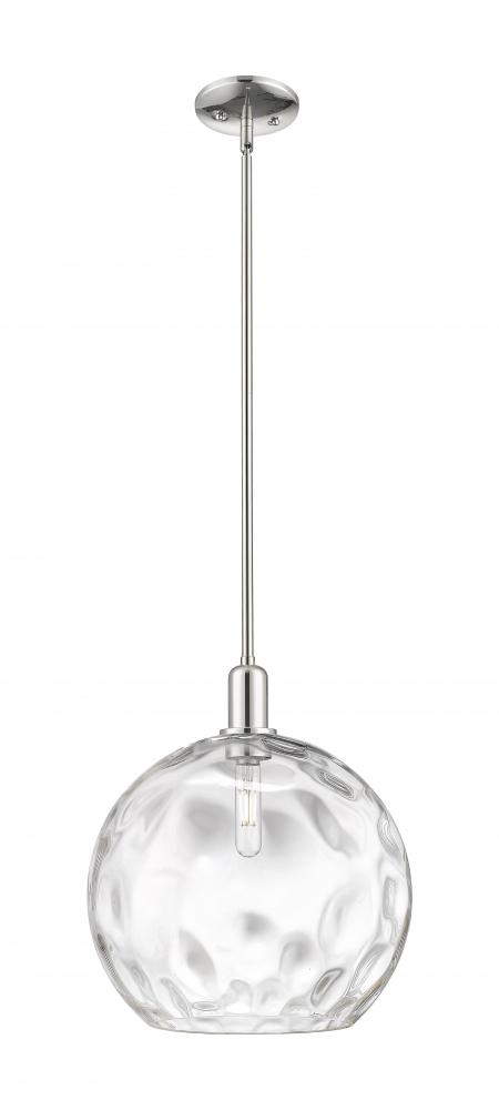 Athens Water Glass - 1 Light - 13 inch - Polished Nickel - Stem hung - Mini Pendant