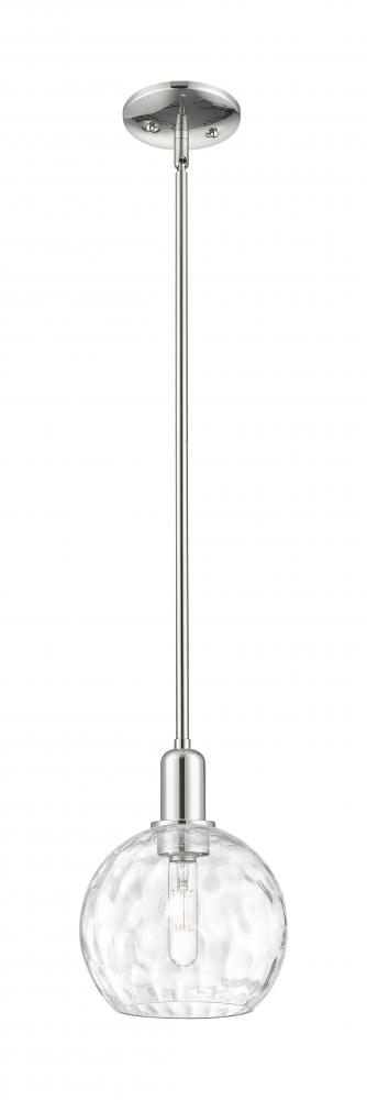 Athens Water Glass - 1 Light - 8 inch - Polished Nickel - Stem hung - Mini Pendant