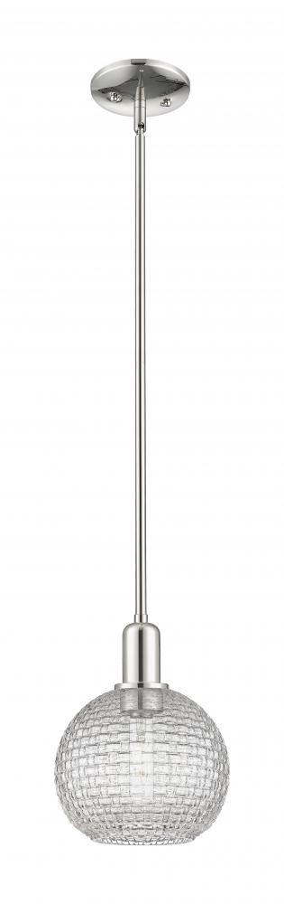 Athens - 1 Light - 8 inch - Polished Nickel - Stem hung - Mini Pendant