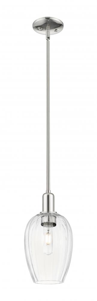 Preston Flute - 1 Light - 6 inch - Polished Nickel - Mini Pendant