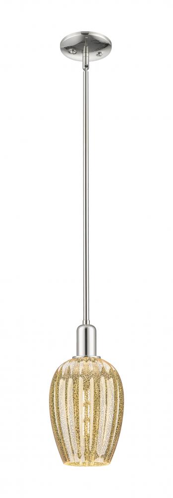 Preston Flute - 1 Light - 6 inch - Polished Nickel - Mini Pendant