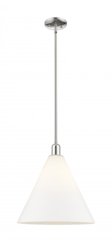 Berkshire Glass - 1 Light - 16 inch - Polished Nickel - Stem hung - Mini Pendant