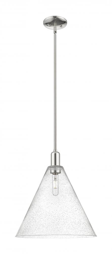 Berkshire Glass - 1 Light - 16 inch - Polished Nickel - Stem hung - Mini Pendant