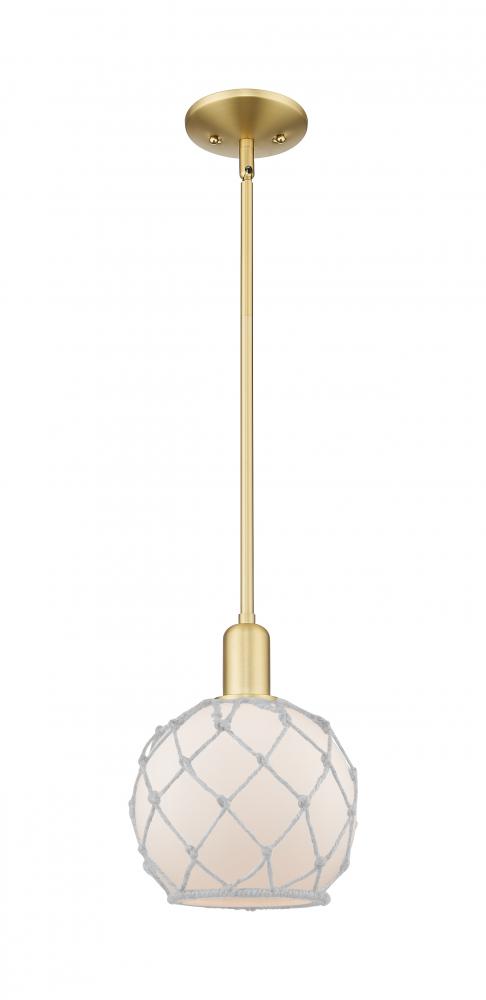 Farmhouse Rope - 1 Light - 8 inch - Satin Gold - Stem hung - Mini Pendant