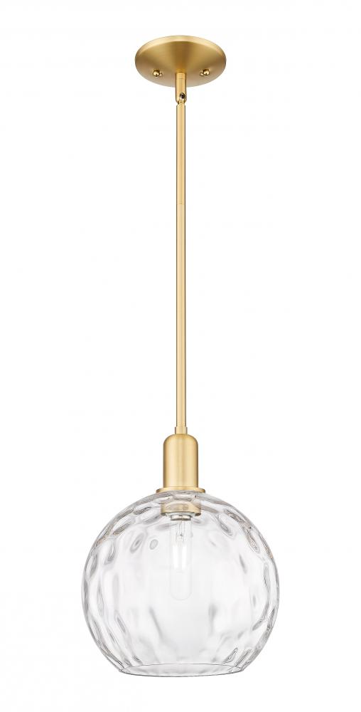 Athens Water Glass - 1 Light - 10 inch - Satin Gold - Stem hung - Mini Pendant