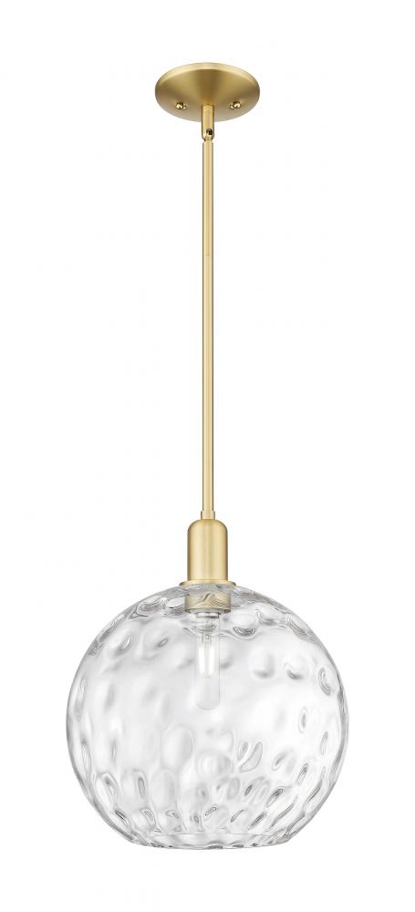 Athens Water Glass - 1 Light - 12 inch - Satin Gold - Stem hung - Mini Pendant
