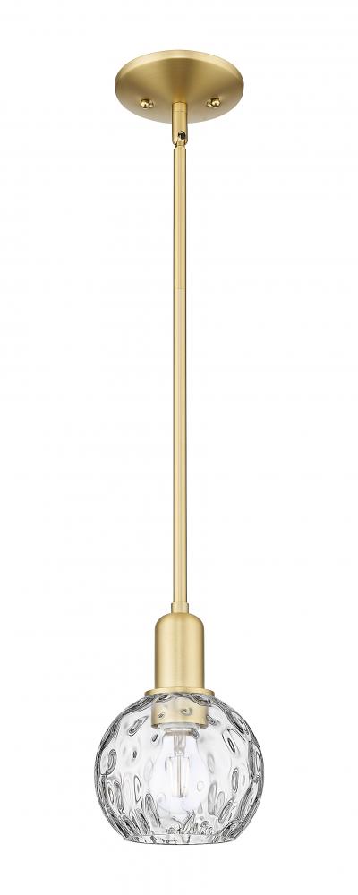 Athens Water Glass - 1 Light - 6 inch - Satin Gold - Stem hung - Mini Pendant