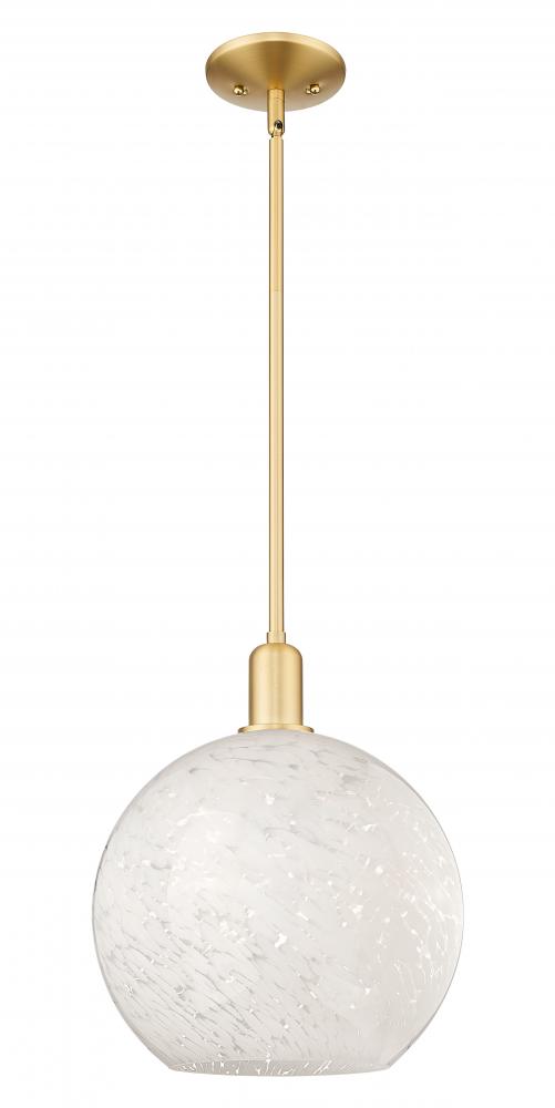 White Mouchette - 1 Light - 12 inch - Satin Gold - Stem hung - Mini Pendant