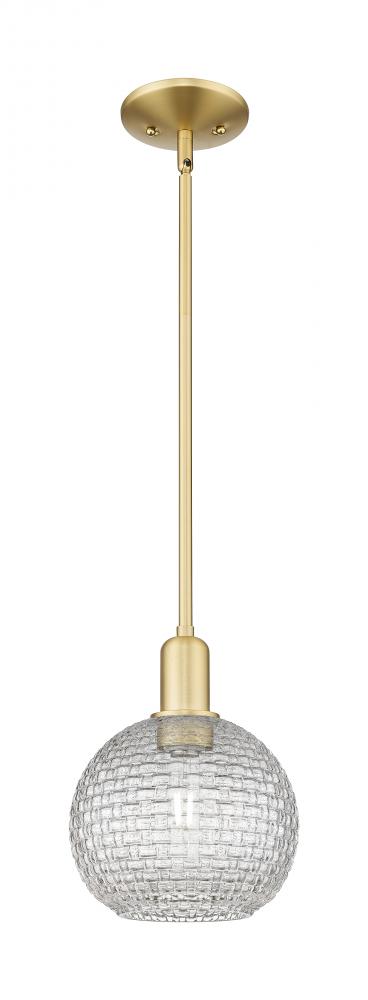 Athens - 1 Light - 8 inch - Satin Gold - Stem hung - Mini Pendant
