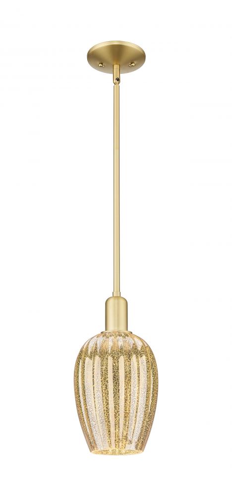 Preston Flute - 1 Light - 6 inch - Satin Gold - Mini Pendant