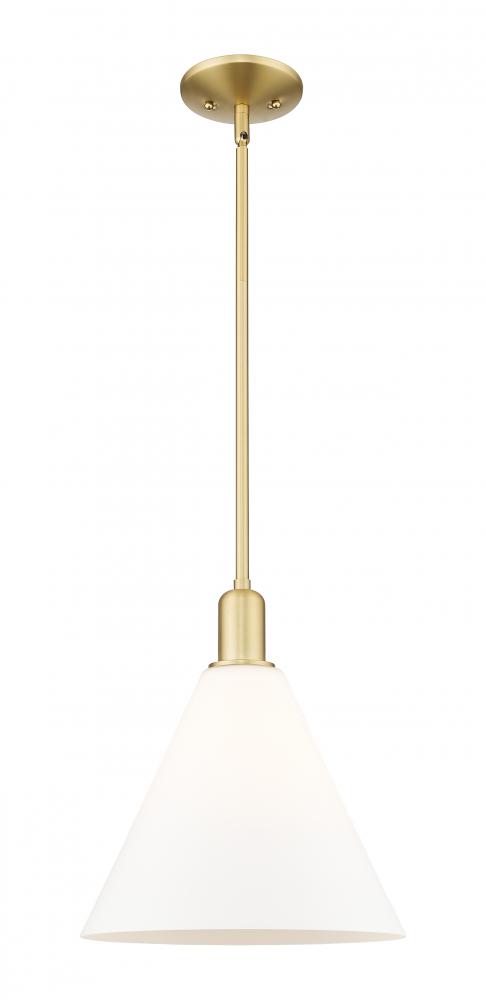Berkshire Glass - 1 Light - 12 inch - Satin Gold - Stem hung - Mini Pendant
