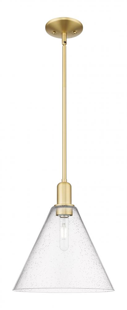 Berkshire Glass - 1 Light - 12 inch - Satin Gold - Stem hung - Mini Pendant