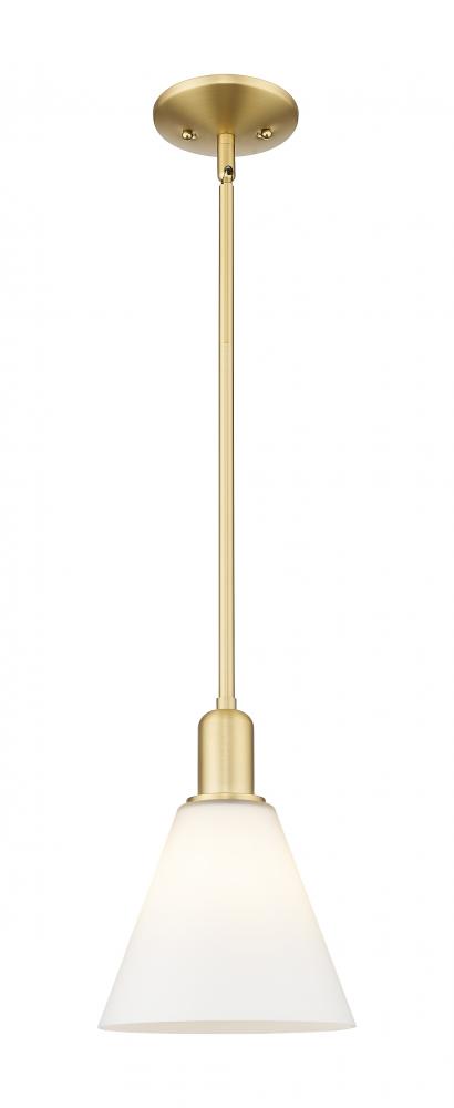 Berkshire Glass - 1 Light - 8 inch - Satin Gold - Stem hung - Mini Pendant