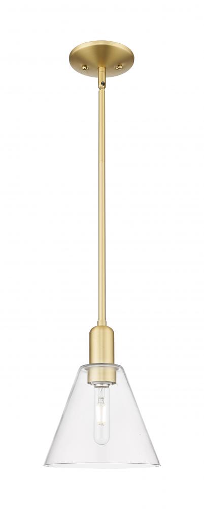 Berkshire Glass - 1 Light - 8 inch - Satin Gold - Stem hung - Mini Pendant