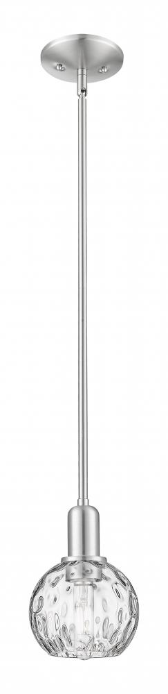 Athens Water Glass - 1 Light - 6 inch - Brushed Satin Nickel - Stem hung - Mini Pendant