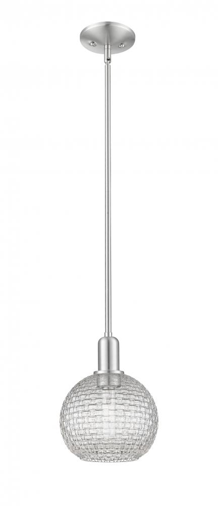 Athens - 1 Light - 8 inch - Brushed Satin Nickel - Stem hung - Mini Pendant