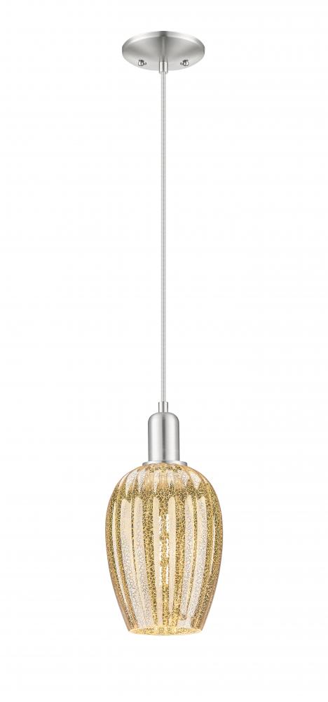 Preston Flute - 1 Light - 6 inch - Brushed Satin Nickel - Mini Pendant