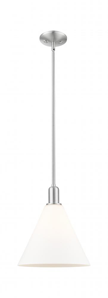 Berkshire Glass - 1 Light - 12 inch - Brushed Satin Nickel - Stem hung - Mini Pendant