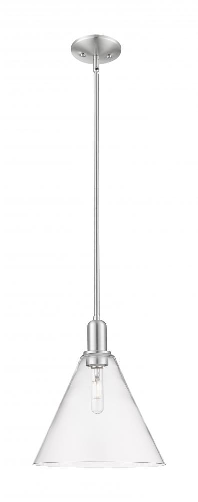 Berkshire Glass - 1 Light - 12 inch - Brushed Satin Nickel - Stem hung - Mini Pendant