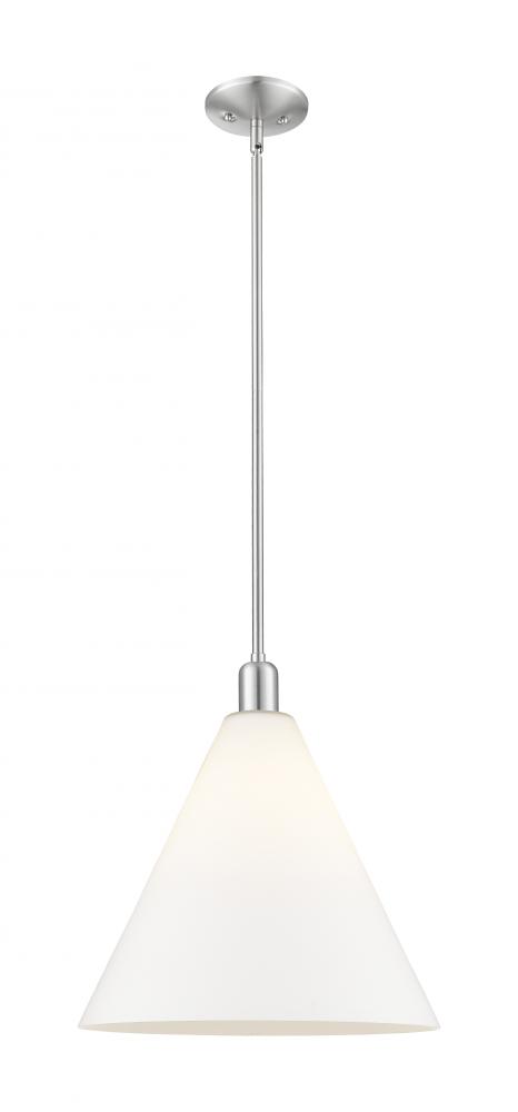 Berkshire Glass - 1 Light - 16 inch - Brushed Satin Nickel - Stem hung - Mini Pendant