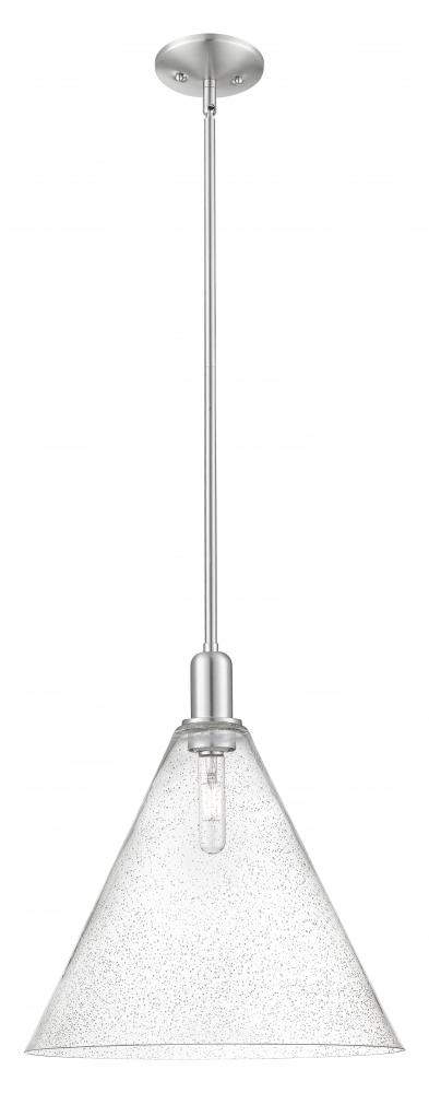 Berkshire Glass - 1 Light - 16 inch - Brushed Satin Nickel - Stem hung - Mini Pendant