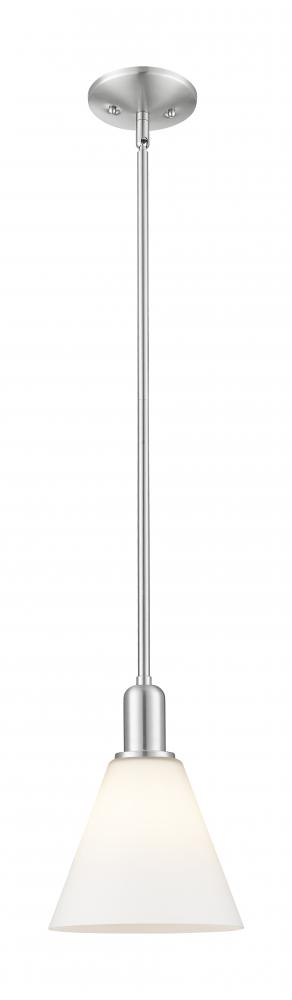 Berkshire Glass - 1 Light - 8 inch - Brushed Satin Nickel - Stem hung - Mini Pendant