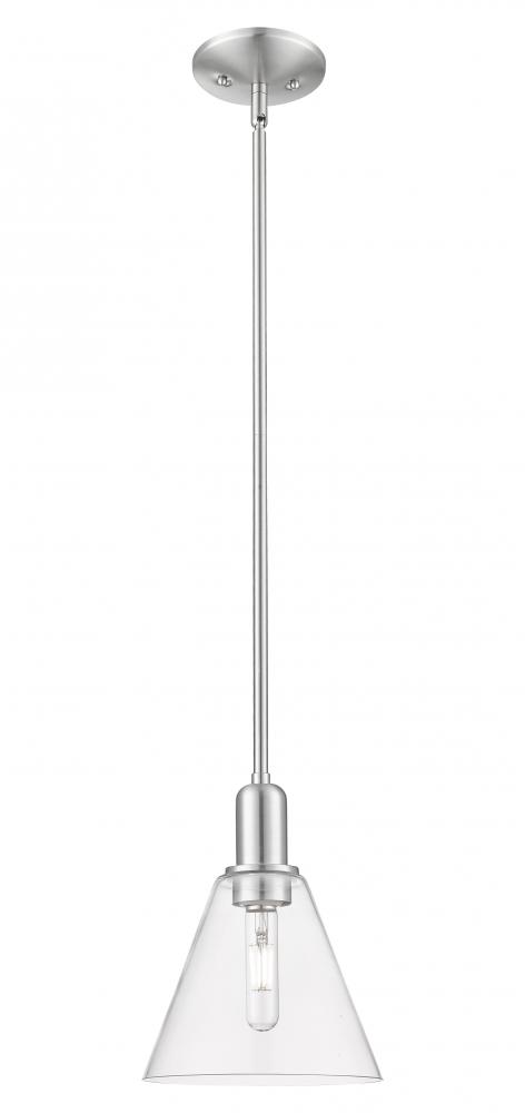 Berkshire Glass - 1 Light - 8 inch - Brushed Satin Nickel - Stem hung - Mini Pendant