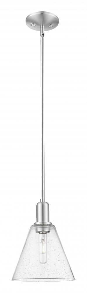 Berkshire Glass - 1 Light - 8 inch - Brushed Satin Nickel - Stem hung - Mini Pendant