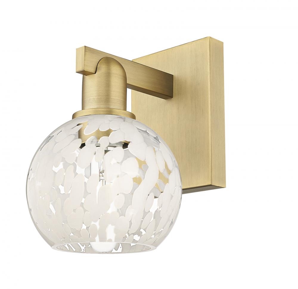 White Mouchette - 1 Light - 6 inch - Brushed Brass - Sconce