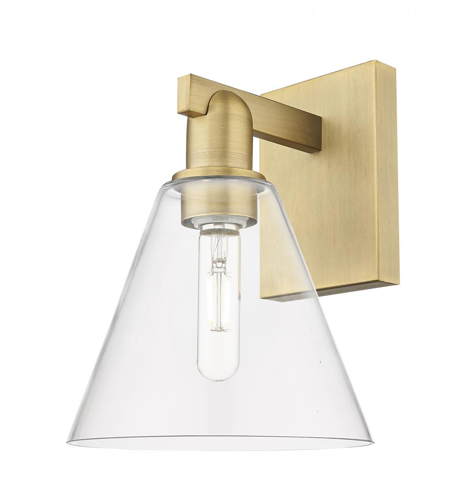 Berkshire Glass - 1 Light - 8 inch - Brushed Brass - Sconce