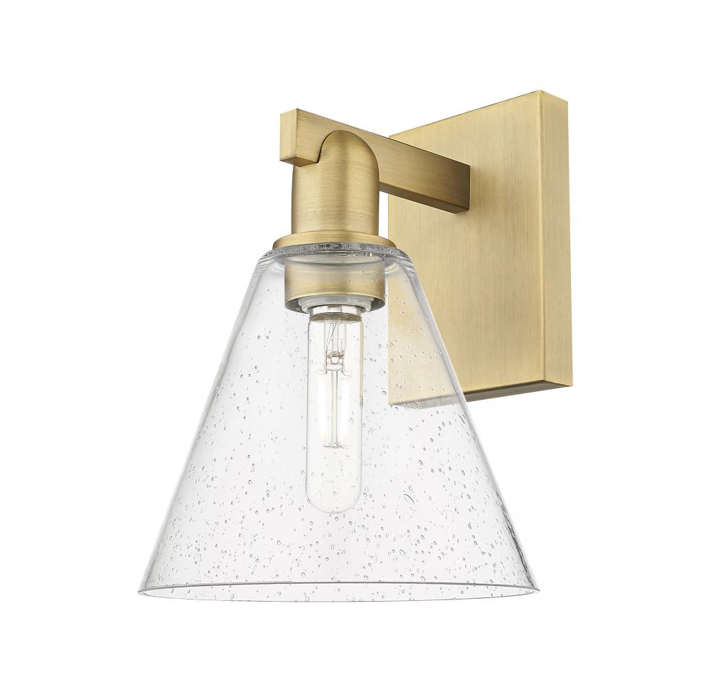 Berkshire Glass - 1 Light - 8 inch - Brushed Brass - Sconce