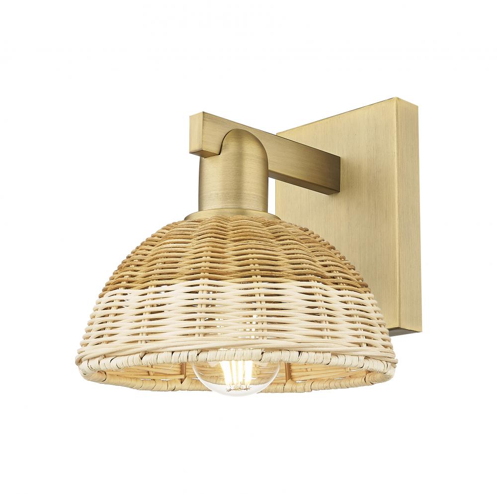 Natural Ballston Dome - 1 Light - 6 inch - Brushed Brass - Sconce